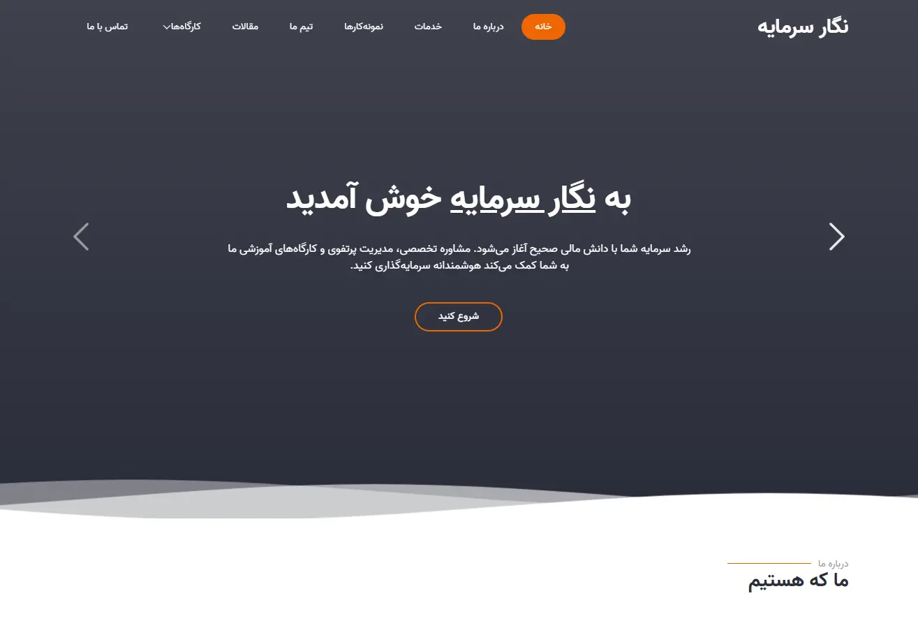 نمونه کار طراحی سایت شرکت مالی نگار سرمایه